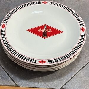 Coca Cola Red and Black Checkered Dinner Plates
